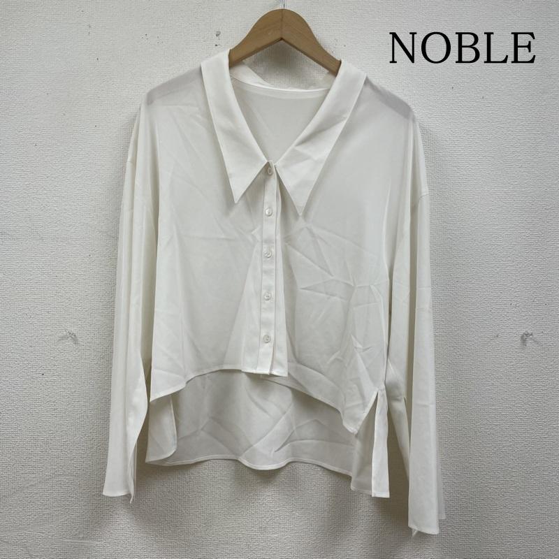 ノーブル NOBLE シャツ、ブラウス 長袖 ニュアンスヘムロングカラー ブラウス シャツ とろみ 22-051-240-1010-1-0 無地 白 / ホワイト / white レディース USED 古着 中古 50140576