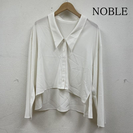 ノーブル NOBLE シャツ、ブラウス 長袖 ニュアンスヘムロングカラー ブラウス シャツ とろみ 22-051-240-1010-1-0 無地 白 / ホワイト / white レディース USED 古着 中古 50140576