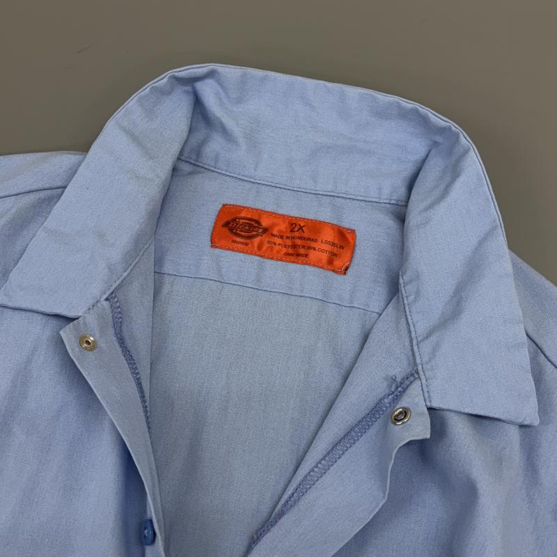 ディッキーズ Dickies シャツ、ブラウス 半袖 企業ロゴ 刺繍 ビッグサイズ 半袖 ワーク シャツ 水色 ライトブルー - 水色 / ライトブルー / メンズ USED 古着 中古 50140595