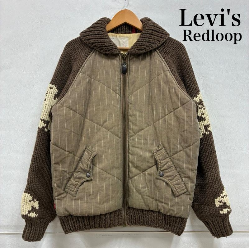 リーバイスレッドループ Levi s red roop ジャケット、上着 ジャンパー、ブルゾン 00 s オールド カウチン ニット 中綿 キルティング ジャケット 切替 ショールカラー ジップアップ ブルゾン L ストライプ 茶 / ブラウン / brown X ベージュ / ベージュ / beige メンズ USED 古着 中古 50140600