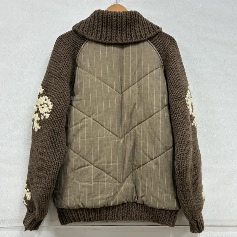 リーバイスレッドループ Levi s red roop ジャケット、上着 ジャンパー、ブルゾン 00 s オールド カウチン ニット 中綿 キルティング ジャケット 切替 ショールカラー ジップアップ ブルゾン L ストライプ 茶 / ブラウン / brown X ベージュ / ベージュ / beige メンズ USED 古着 中古 50140600