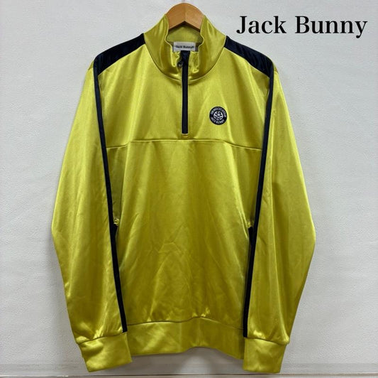 古着 USED ジャケット、上着 ジャンパー、ブルゾン JACK BUNNY ジャックバニー ゴルフ ウェア ハーフジップ サテン ボンディング ストレッチ ブルゾン 5 ワンポイント X ロゴ、文字 X 刺繍 黄 / イエロー / yellow X 紺 / ネイビー / navy レディース USED 古着 中古 50140605