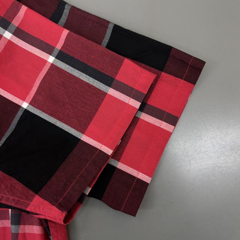 エコーアンリミテッド ECKOUNLTD シャツ、ブラウス 半袖 チェック柄 胸ロゴプレート 半袖 シャツ 赤 黒 レッド ブラック L 赤 / レッド / red X 黒 / ブラック / black メンズ USED 古着 中古 50140657