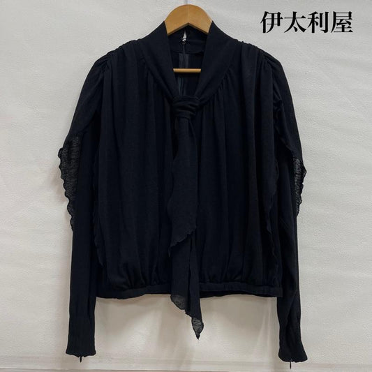 イタリヤ 伊太利屋 シャツ、ブラウス 長袖 ボウタイ リボン ドッキング レイヤード ブラウス 9A2 - 黒 / ブラック / black レディース USED 古着 中古 50140713