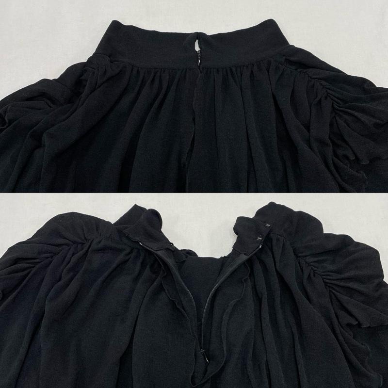 イタリヤ 伊太利屋 シャツ、ブラウス 長袖 ボウタイ リボン ドッキング レイヤード ブラウス 9A2 - 黒 / ブラック / black レディース USED 古着 中古 50140713