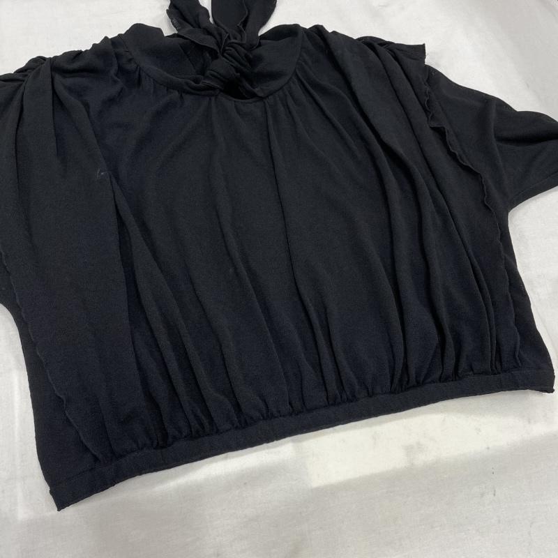 イタリヤ 伊太利屋 シャツ、ブラウス 長袖 ボウタイ リボン ドッキング レイヤード ブラウス 9A2 - 黒 / ブラック / black レディース USED 古着 中古 50140713
