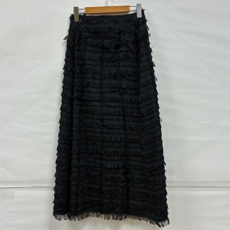 アツロウ タヤマ ATSURO TAYAMA スカート ロングスカート フリンジ ベロア 刺繍 ライン 異素材 ロング スカート アーカイブ 36 刺繍 黒 / ブラック / black レディース USED 古着 中古 50140716