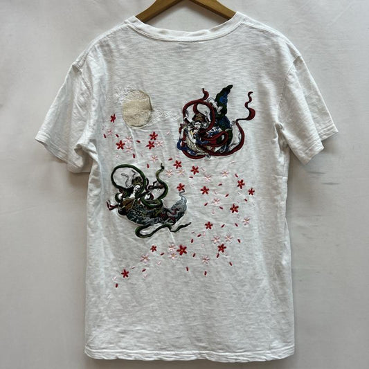 ヒャッカリョウラン 百花繚乱 Tシャツ 半袖 天女 和柄 刺繍 Tシャツ M 白 / ホワイト / white メンズ USED 古着 中古 50140733