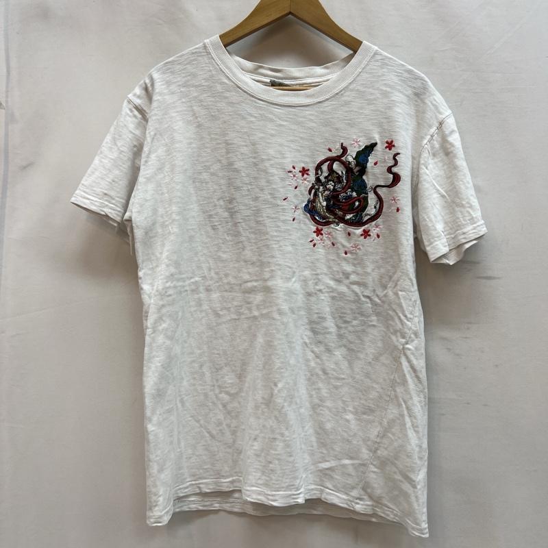 ヒャッカリョウラン 百花繚乱 Tシャツ 半袖 天女 和柄 刺繍 Tシャツ M 白 / ホワイト / white メンズ USED 古着 中古 50140733