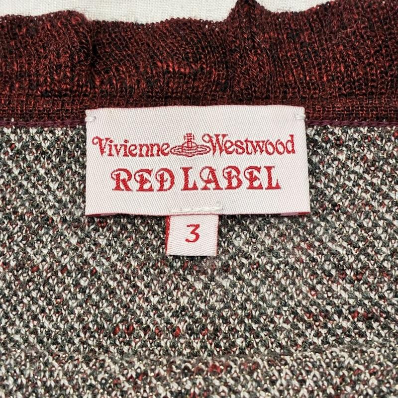ヴィヴィアン ウエストウッド レッドレーベル Vivienne Westwood red label ニット、セーター 長袖 オーブ柄ラメニット フリルネック burgundy サイズ3 3 総柄 X ロゴ、文字 えんじ / ワインレッド / dark red レディース USED 古着 中古 50140766