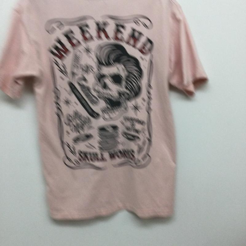 スカルワークス SKULLWORKS Tシャツ 半袖 SKULL WORKS スカルワークス　グリーススカルTシャツ M プリント 桃 / ピンク / pink メンズ USED 古着 中古 50140768