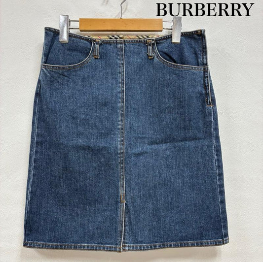 バーバリー・ブルーレーベル BURBERRY BLUE LABEL スカート ひざ丈スカート デニム タイト スカート ひざ丈 ノバチェック サイドジップ FL562-138 三陽商会 38 チェック インディゴ / インディゴ / Indigo レディース USED 古着 中古 50140807