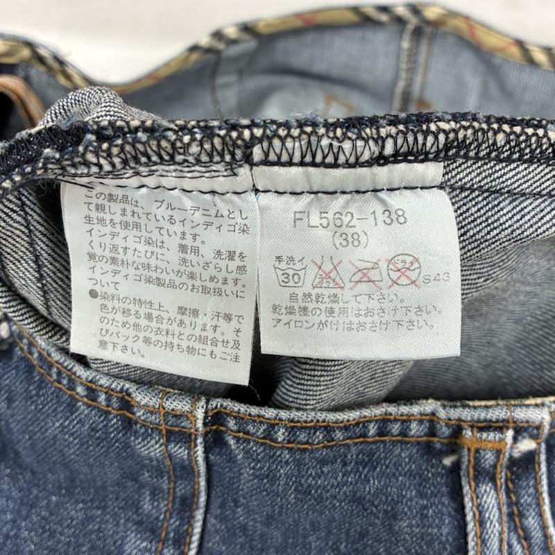 バーバリー・ブルーレーベル BURBERRY BLUE LABEL スカート ひざ丈スカート デニム タイト スカート ひざ丈 ノバチェック サイドジップ FL562-138 三陽商会 38 チェック インディゴ / インディゴ / Indigo レディース USED 古着 中古 50140807
