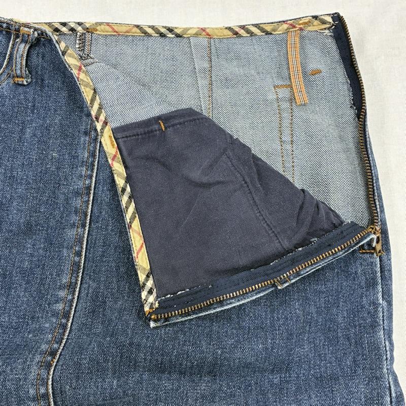 バーバリー・ブルーレーベル BURBERRY BLUE LABEL スカート ひざ丈スカート デニム タイト スカート ひざ丈 ノバチェック サイドジップ FL562-138 三陽商会 38 チェック インディゴ / インディゴ / Indigo レディース USED 古着 中古 50140807