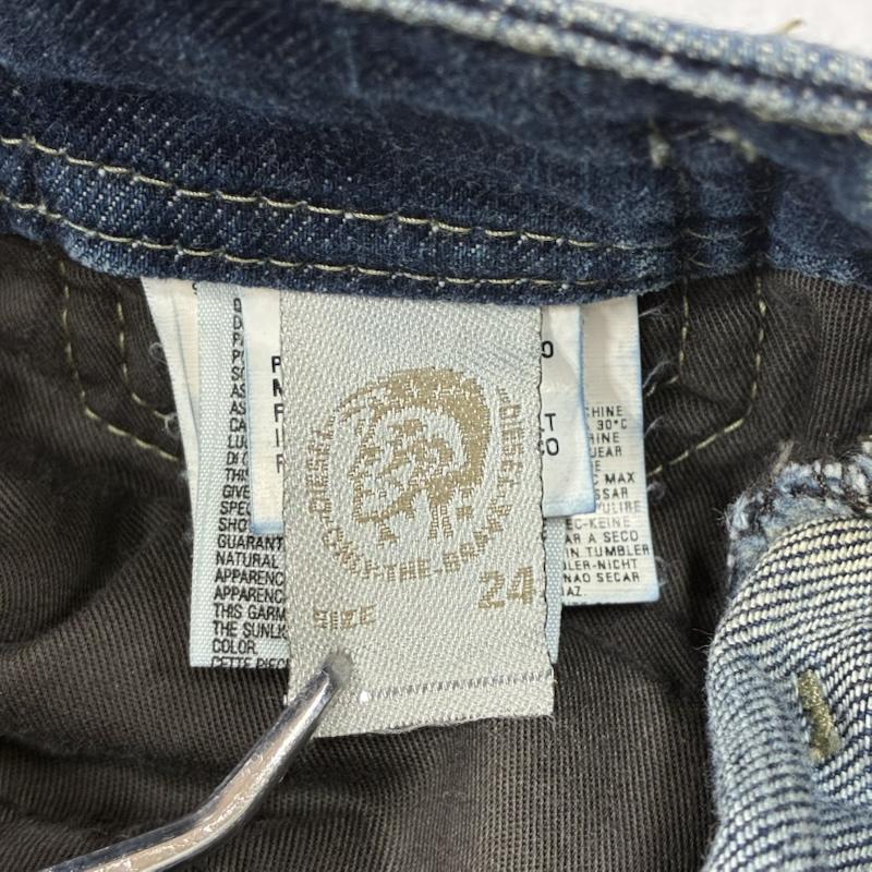 ディーゼル DIESEL パンツ デニム、ジーンズ ローライズ ストレッチ スキニー ダメージ デニム パンツ 編み込みレザー Y2K 24インチ - ダメージ加工 インディゴ / インディゴ / Indigo レディース USED 古着 中古 50140810