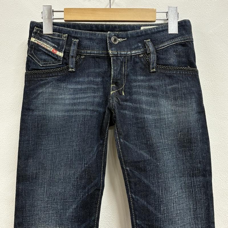 ディーゼル DIESEL パンツ デニム、ジーンズ ローライズ ストレッチ スキニー ダメージ デニム パンツ 編み込みレザー Y2K 24インチ - ダメージ加工 インディゴ / インディゴ / Indigo レディース USED 古着 中古 50140810