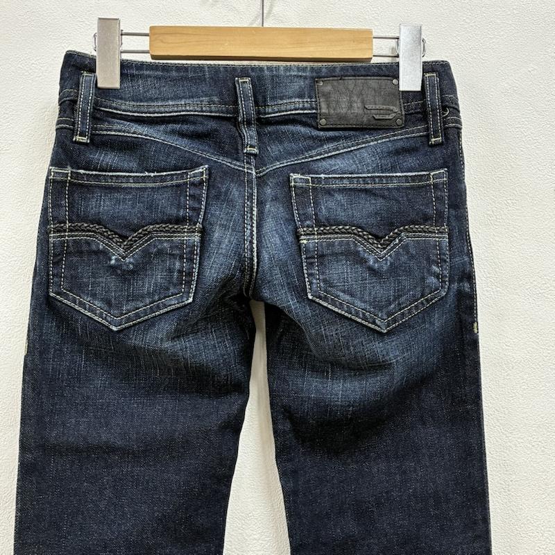 ディーゼル DIESEL パンツ デニム、ジーンズ ローライズ ストレッチ スキニー ダメージ デニム パンツ 編み込みレザー Y2K 24インチ - ダメージ加工 インディゴ / インディゴ / Indigo レディース USED 古着 中古 50140810