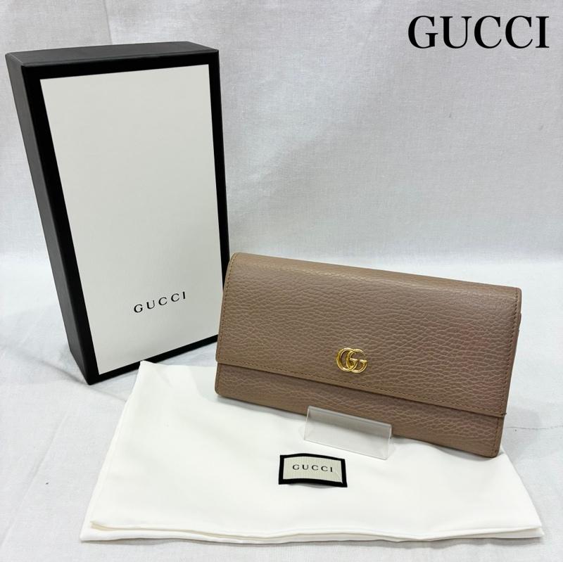 グッチ GUCCI 財布 長財布 GGマーモント レザー長財布 ピンクベージュ 456116 520981 - ロゴ、文字 桃 / ピンク / pink X ベージュ / ベージュ / beige レディース USED 古着 中古 50140821