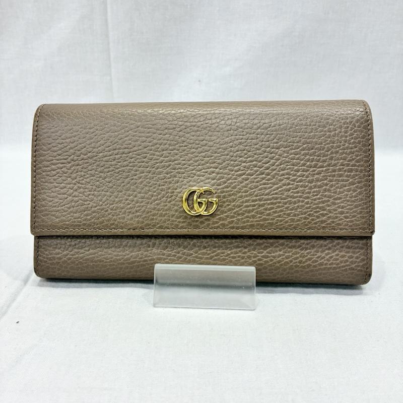 グッチ GUCCI 財布 長財布 GGマーモント レザー長財布 ピンクベージュ 456116 520981 - ロゴ、文字 桃 / ピンク / pink X ベージュ / ベージュ / beige レディース USED 古着 中古 50140821