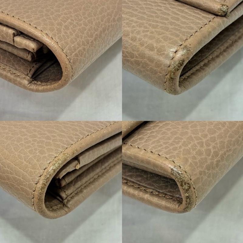 グッチ GUCCI 財布 長財布 GGマーモント レザー長財布 ピンクベージュ 456116 520981 - ロゴ、文字 桃 / ピンク / pink X ベージュ / ベージュ / beige レディース USED 古着 中古 50140821