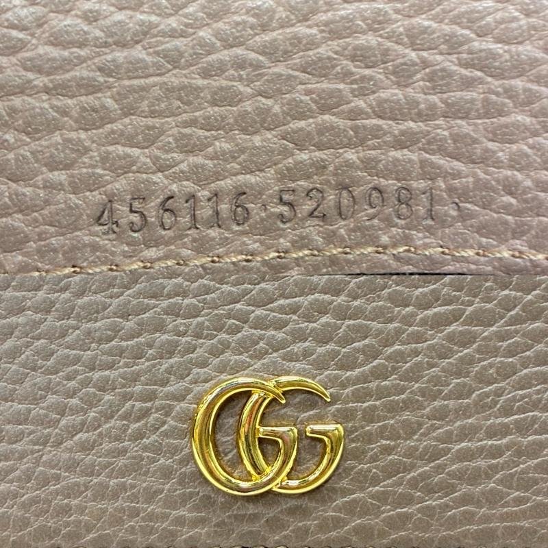グッチ GUCCI 財布 長財布 GGマーモント レザー長財布 ピンクベージュ 456116 520981 - ロゴ、文字 桃 / ピンク / pink X ベージュ / ベージュ / beige レディース USED 古着 中古 50140821