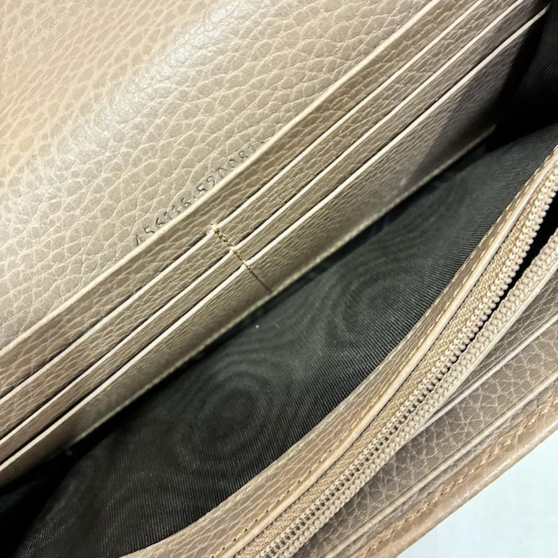 グッチ GUCCI 財布 長財布 GGマーモント レザー長財布 ピンクベージュ 456116 520981 - ロゴ、文字 桃 / ピンク / pink X ベージュ / ベージュ / beige レディース USED 古着 中古 50140821