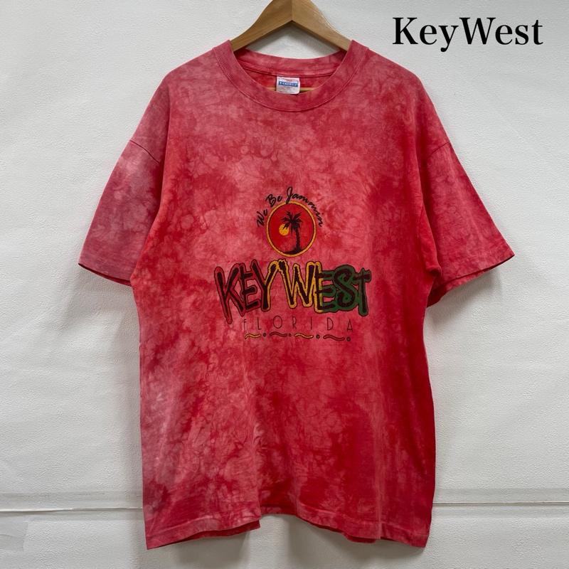 ヴィンテージ VINTAGE Tシャツ 半袖 KEY WEST FLORIDA タイダイ ラスタカラー シングルステッチ 半袖 プリント Tシャツ XL ロゴ、文字 X プリント X 総柄 赤 / レッド / red メンズ USED 古着 中古 50140836