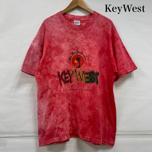ヴィンテージ VINTAGE Tシャツ 半袖 KEY WEST FLORIDA タイダイ ラスタカラー シングルステッチ 半袖 プリント Tシャツ XL ロゴ、文字 X プリント X 総柄 赤 / レッド / red メンズ USED 古着 中古 50140836