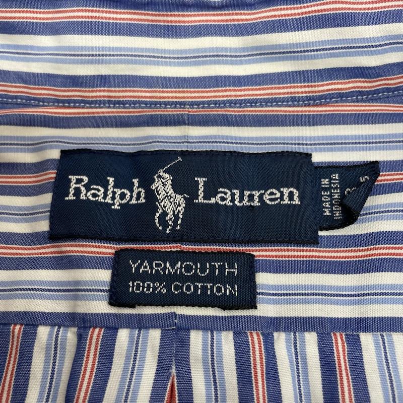 ラルフローレン RALPHLAUREN シャツ、ブラウス 長袖 90s YARMOUTH 長袖 マルチストライプ ボタンダウン シャツ ブラウス サイズ18 34/35 - ストライプ X ロゴ、文字 X 刺繍 X ワンポイント マルチカラー / マルチカラー / multicolor メンズ USED 古着 中古 50140904