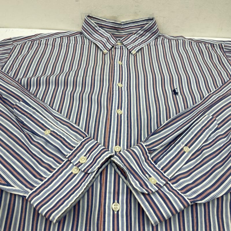 ラルフローレン RALPHLAUREN シャツ、ブラウス 長袖 90s YARMOUTH 長袖 マルチストライプ ボタンダウン シャツ ブラウス サイズ18 34/35 - ストライプ X ロゴ、文字 X 刺繍 X ワンポイント マルチカラー / マルチカラー / multicolor メンズ USED 古着 中古 50140904