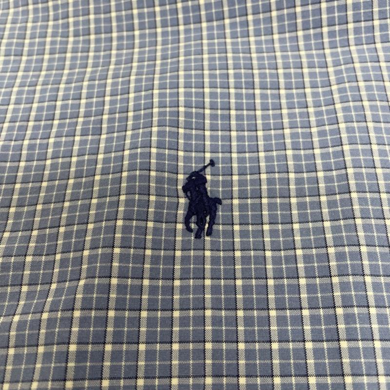 ラルフローレン RALPHLAUREN シャツ、ブラウス 長袖 CLASSIC FIT 長袖 ボタンダウン シャツ チェック柄 ポニーロゴ 刺繍 サイズ4XLT TALL 大きめ - チェック X ロゴ、文字 X 刺繍 X ワンポイント 水色 / ライトブルー / メンズ USED 古着 中古 50140906
