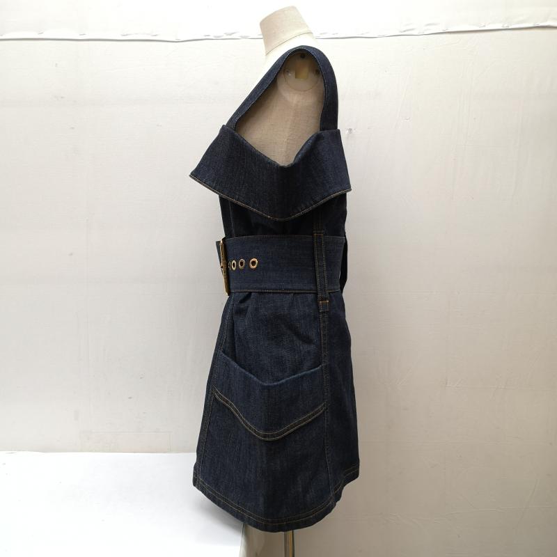 ルイヴィトン LOUIS VUITTON ワンピース ミニスカート 23SS デニム ワンピース チュニック 太ベルト モノグラム RW231B CKJ FORO67 36 インディゴ / インディゴ / Indigo レディース USED 古着 中古 50140927