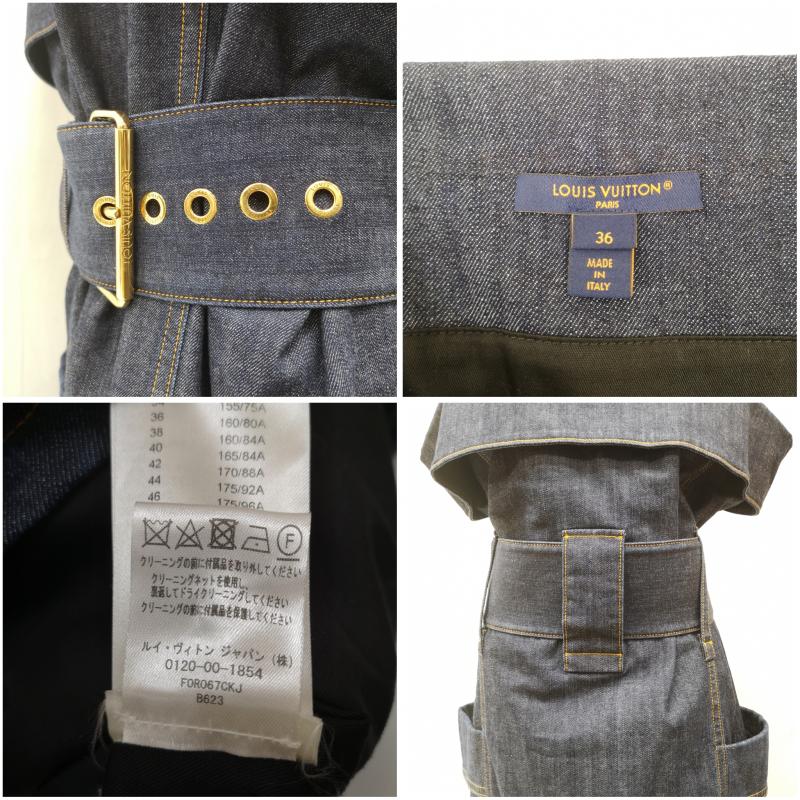 ルイヴィトン LOUIS VUITTON ワンピース ミニスカート 23SS デニム ワンピース チュニック 太ベルト モノグラム RW231B CKJ FORO67 36 インディゴ / インディゴ / Indigo レディース USED 古着 中古 50140927