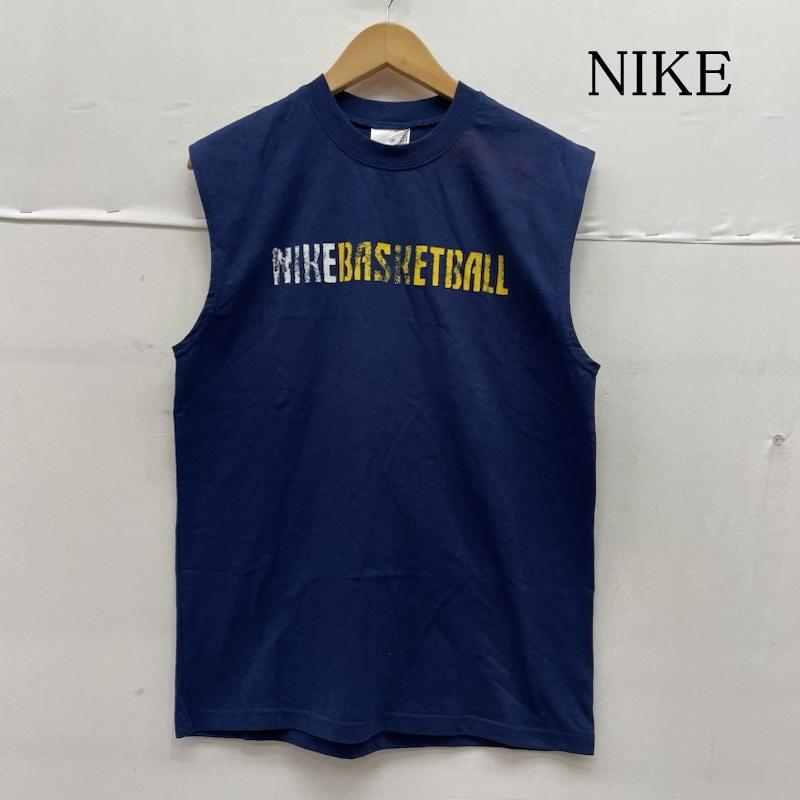 ナイキ NIKE タンクトップ タンクトップ ノースリーブ ビンテージ タンクトップ 90s バスケットボール 両面 ロゴ プリント クルーネック S ロゴ、文字 X プリント 紺 / ネイビー / navy メンズ USED 古着 中古 50140945