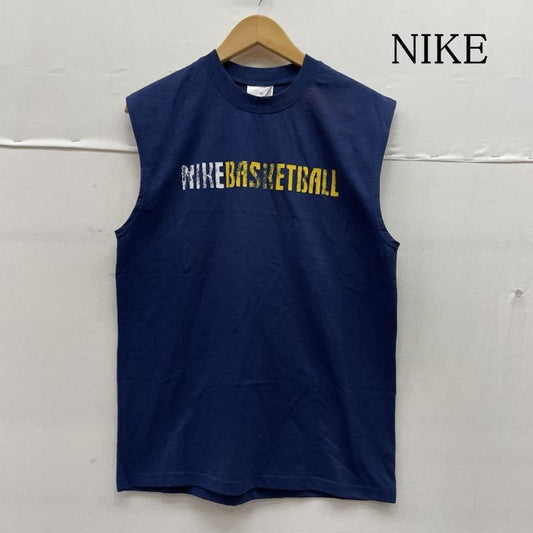 ナイキ NIKE タンクトップ タンクトップ ノースリーブ ビンテージ タンクトップ 90s バスケットボール 両面 ロゴ プリント クルーネック S ロゴ、文字 X プリント 紺 / ネイビー / navy メンズ USED 古着 中古 50140945