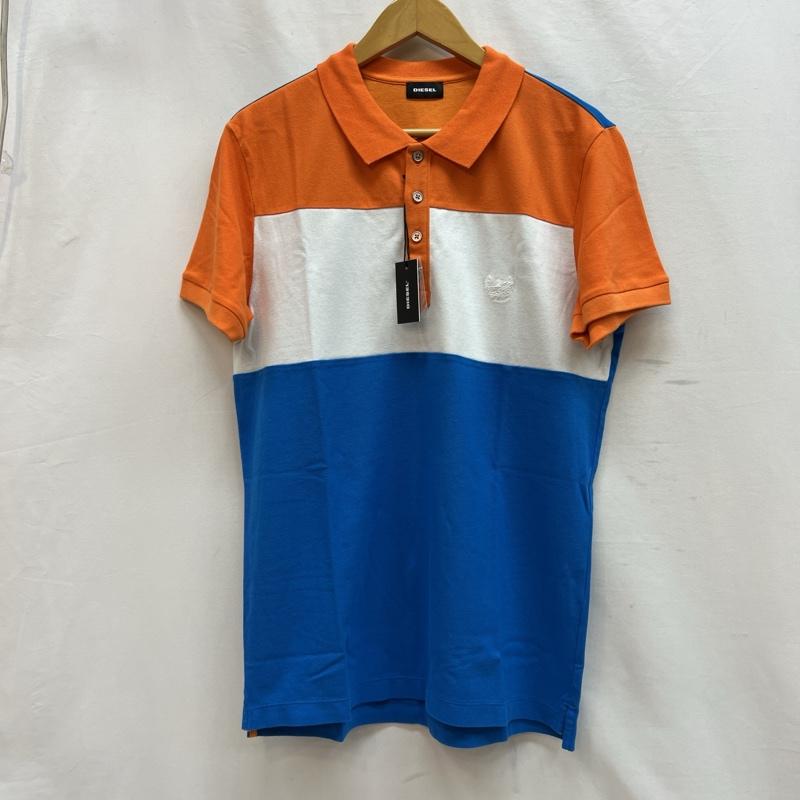 ディーゼル DIESEL ポロシャツ 半袖 ワンポイントロゴ 半袖 ポロシャツ L 橙 / オレンジ / orange X 白 / ホワイト / white X 青 / ブルー / blue メンズ USED 古着 中古 50140962