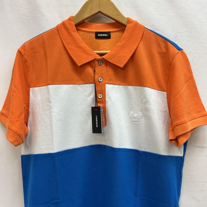 ディーゼル DIESEL ポロシャツ 半袖 ワンポイントロゴ 半袖 ポロシャツ L 橙 / オレンジ / orange X 白 / ホワイト / white X 青 / ブルー / blue メンズ USED 古着 中古 50140962