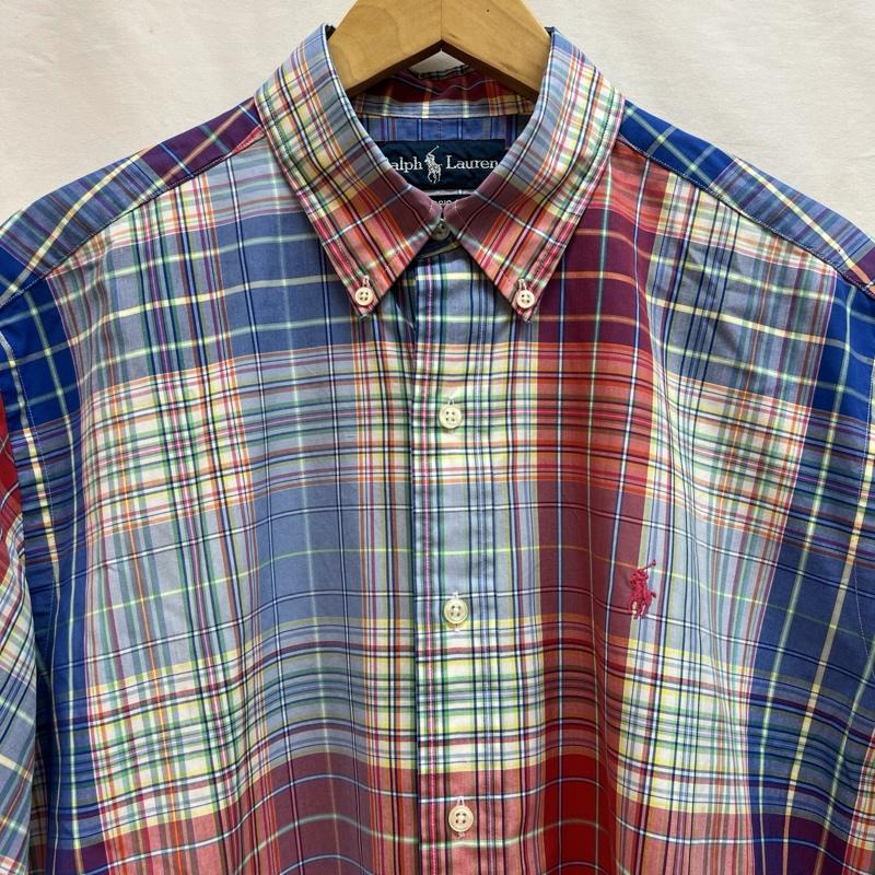 ラルフローレン RALPHLAUREN シャツ、ブラウス 半袖 ポニー刺繡 チェック ボタンダウン シャツ M メンズ USED 古着 中古 50140964