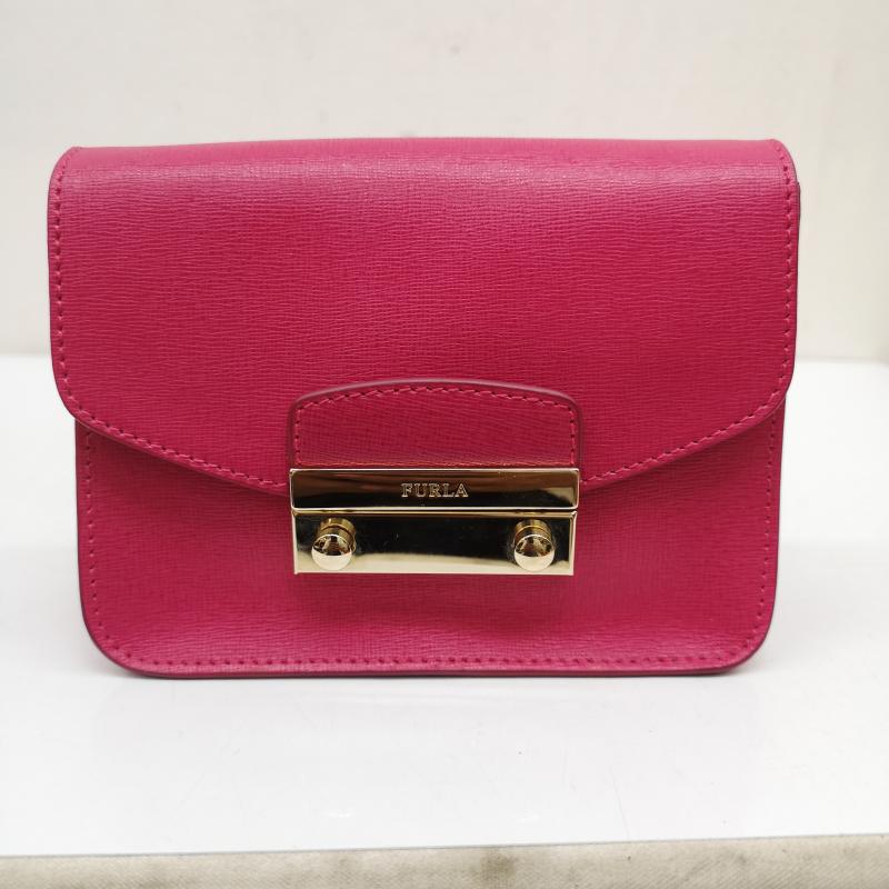 フルラ FURLA ショルダーバッグ ショルダーバッグ メトロポリス チェーン ショルダー レザー バッグ 桃 / ピンク / pink X 金 / ゴールド / gold color レディース USED 古着 中古 50141004