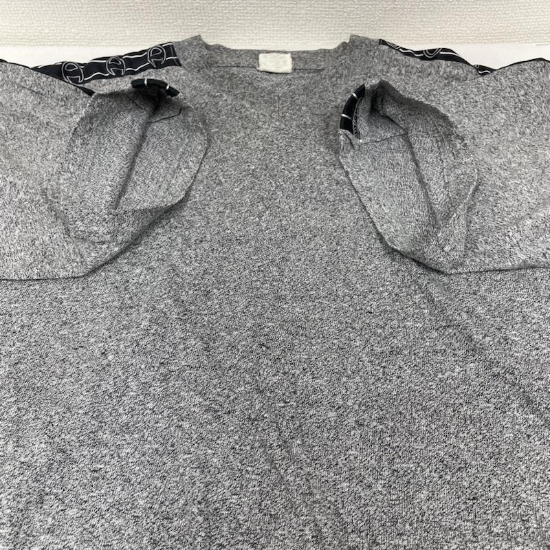 チャンピオン Champion カットソー 半袖 80s 90s ラグラン 半袖 リンガーTシャツ ロゴ 刺繍 袖ロゴテープ プリント Vネック シャツ カットソー L ロゴ、文字 X 刺繍 X プリント 灰 / グレー / gray メンズ USED 古着 中古 50141008