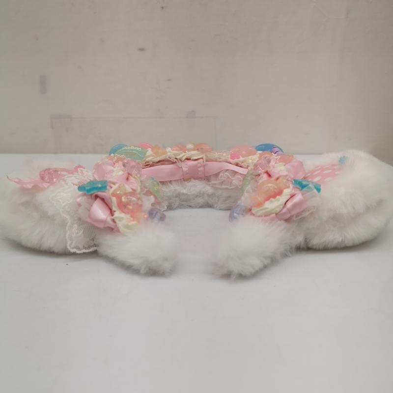 古着 USED ファッション小物 ファッション小物 くま耳 カチューシャ デコラ ハンドメイド パステル ホイップデコ ゆめかわ ファンシー ロリ－タ キャンディ 白 / ホワイト / white レディース USED 古着 中古 50141030