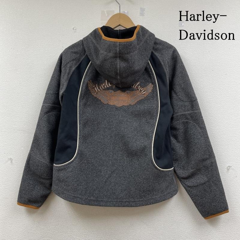 ハーレーダビッドソン Harley-Davidson パーカー 長袖 パーカー ジャケット フルジップ ロゴ 刺繍 フィット 伸縮 フーディー フリース ブルゾン 長袖 バイカー バイク S ロゴ、文字 X 刺繍 黒 / ブラック / black X 灰 / グレー / gray メンズ USED 古着 中古 50141081