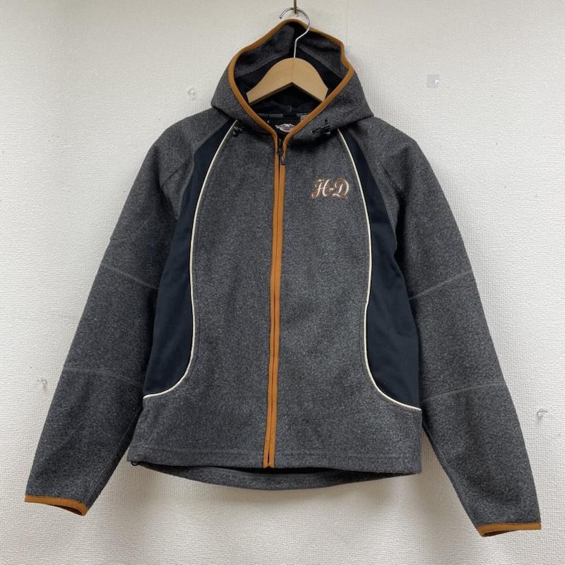 ハーレーダビッドソン Harley-Davidson パーカー 長袖 パーカー ジャケット フルジップ ロゴ 刺繍 フィット 伸縮 フーディー フリース ブルゾン 長袖 バイカー バイク S ロゴ、文字 X 刺繍 黒 / ブラック / black X 灰 / グレー / gray メンズ USED 古着 中古 50141081