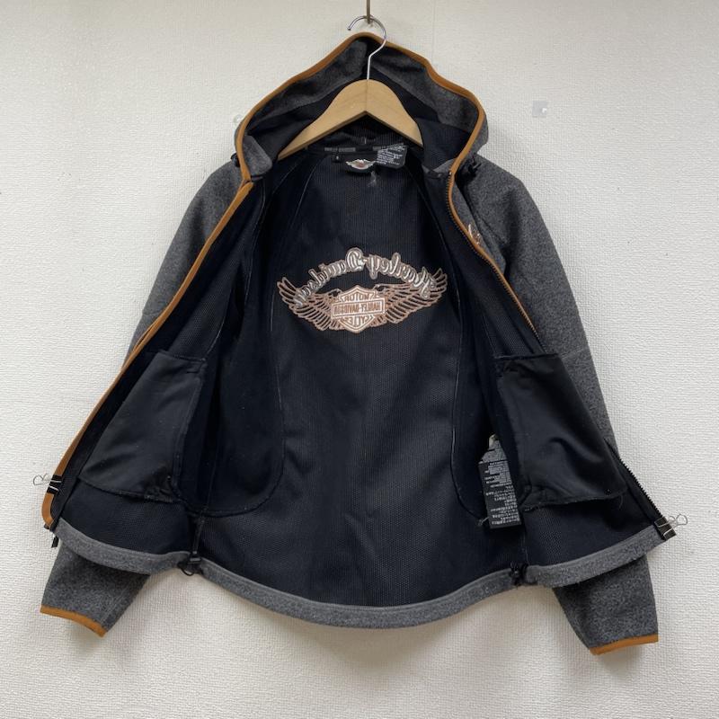 ハーレーダビッドソン Harley-Davidson パーカー 長袖 パーカー ジャケット フルジップ ロゴ 刺繍 フィット 伸縮 フーディー フリース ブルゾン 長袖 バイカー バイク S ロゴ、文字 X 刺繍 黒 / ブラック / black X 灰 / グレー / gray メンズ USED 古着 中古 50141081