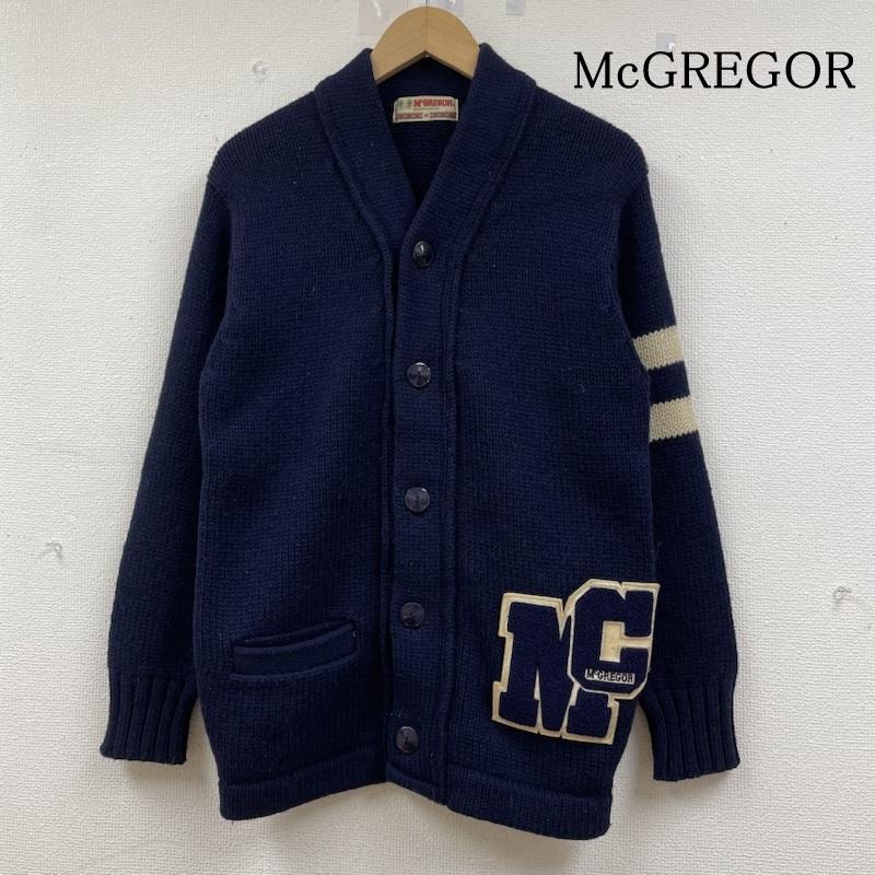 マックレガー McGREGOR カーディガン 長袖 70s ヴィンテージ 長袖 レタード セーター カーディガン ロゴパッチ 刺繍 ワッペン ボタン M ロゴ、文字 X 刺繍 紺 / ネイビー / navy メンズ USED 古着 中古 50141111