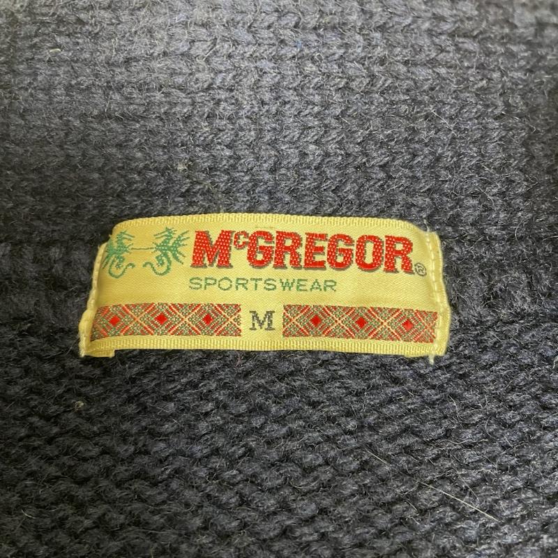 マックレガー McGREGOR カーディガン 長袖 70s ヴィンテージ 長袖 レタード セーター カーディガン ロゴパッチ 刺繍 ワッペン ボタン M ロゴ、文字 X 刺繍 紺 / ネイビー / navy メンズ USED 古着 中古 50141111