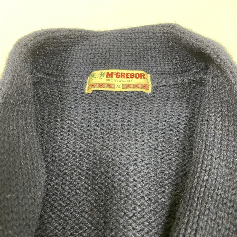 マックレガー McGREGOR カーディガン 長袖 70s ヴィンテージ 長袖 レタード セーター カーディガン ロゴパッチ 刺繍 ワッペン ボタン M ロゴ、文字 X 刺繍 紺 / ネイビー / navy メンズ USED 古着 中古 50141111