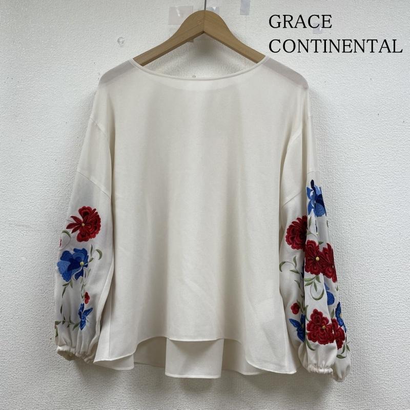 グレースコンチネンタル GRACE CONTINENTAL カットソー 長袖 マルチフラワー バルーンスリーブトップ 刺繍 ブラウス カットソー 長袖 1734 1126-0 36 花柄 X 刺繍 オフホワイト / オフホワイト / X マルチカラー / マルチカラー / multicolor レディース USED 古着 中古 50141117