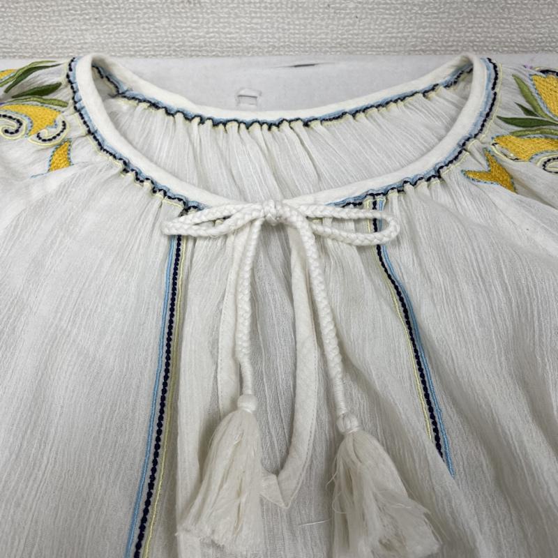 グレースコンチネンタル GRACE CONTINENTAL カットソー 長袖 マルチ カットワーク カフタントップ スリーブ刺繍 長袖 ブラウス フリル袖 胸元リボン 36 刺繍 X  アイボリー / アイボリー / X マルチカラー / マルチカラー / multicolor レディース USED 古着 中古 50141125