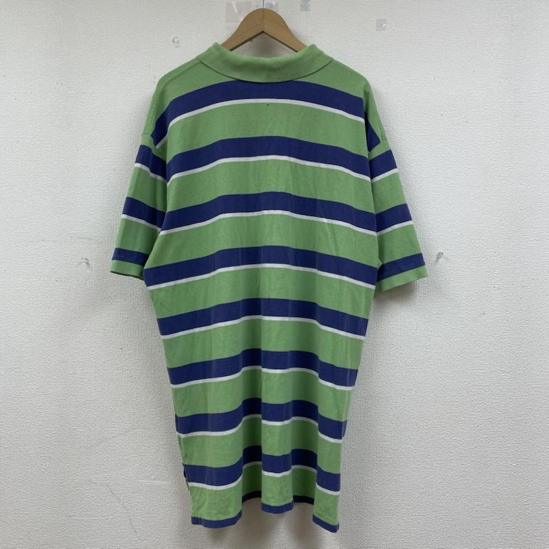 ポロバイラルフローレン Polo by RALPH LAUREN ポロシャツ 半袖 90s オーバーサイズ 半袖 ポロシャツ ボーダー柄 鹿の子 ポニーロゴ 刺繍 ワンポイント ハーフボタン 大きめ ビッグシルエット XXL ロゴ、文字 X 刺繍 X ワンポイント X ボーダー柄 白 / ホワイト / white X 青 / ブルー / blue X 黄緑 / イエローグリーン / メンズ USED 古着 中古 50141132